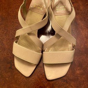 STUART WEITZMAN SIZE 6 MICROSTRETCH STRAPPY SANDAL HEELS